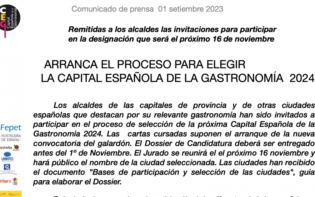 LAS CIUDADES SE PREPARAN PARA CEG 2024. ENVIADAS LAS INVITACIONES PARA PARTICIPAR